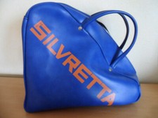 Vintage Schlittschuh Tasche Silvretta Blau Orange 70er Jahre