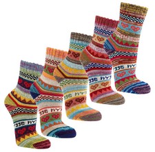 3 oder 6 Paar bunte Norweger Socken mit schönem Hygge Muster mit 90% Baumwolle