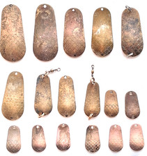 17 alte Blinker DAM EFFZETT 5 bis 26 g aus Messing u. Kupfer Länge: 30-68 mm