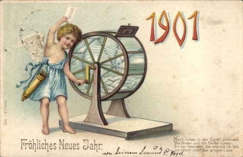 Litho glückwunsch neujahr - glückwunsch,