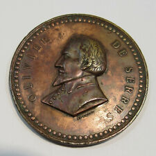 M212 Sehr große Bronze Medaille ca. 1880 Paris Olivier de Serres 68 mm 133g rar