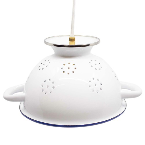 Emaille lampe weiß blau - emaille-lampe, mit