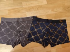 Herren Boxershorts XL Retro 2 Stück Mega Muster Baumwolle Neu Unterhosen Blau