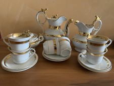 Antikes Kaffeeservice Jugendstil Porzellan Golddekor 6 Pers. 15tlg Um 1900