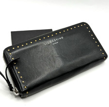 Liebeskind Berlin Geldbörse Damen Schwarz Nieten Zip Around Portemonnaie