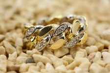0,12 ct. Brillant Ring 750 Gold Kettenring Bicolor 16,54 g Ringgröße 49 Gold 18K