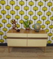 60er 70er Jahre Kommode kleines Sideboard 1,08 Resopal creme braun retro vintage
