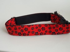 Designer Hundehalsband Halsband XL 45 - 75 cm Motiv : schwarze Pfoten  ro 4 cm