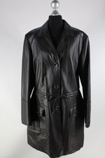 Samoon schwarzer Leder-Mantel Gr.42/M echtes Leder Top Zustand