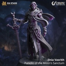 Tabletop Female Paladin Miniature Ilnia Vasrith 32mm 75mm DM Stash