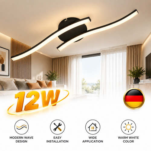 Deckenlampe 12w schwarz led - 12w,