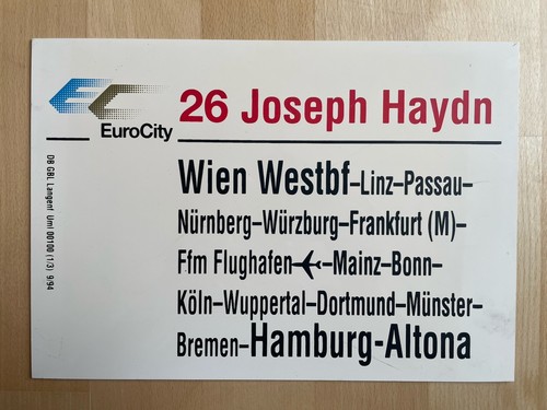 Zuglaufschild eurocity - ec, 26