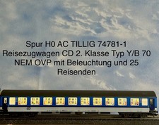 Spur H0 AC TILLIG 74781-1 Reisezugwagen CD 2. Klasse Typ Y/B 70 NEM OVP