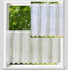 heimtexland ® Scheibengardine Tulpe bestickt Gardine Fensterdeko Landhaus Typ818