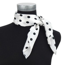 Ella Jonte kleines Tuch weiß schwarz Punkte Retro Rockabilly Halstuch 40% Seide 
