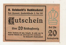 ++ BAD PYRMONT (NS)  Reinhardt's Buchdruckerei 20 Rpfg. 1945 - 48   ab 1,--  ++