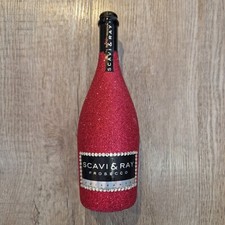 SCAVI & RAY Leerflasche Prosecco Doc Frizzante glitzer pink Glitzerflasche Vase