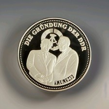 40 Jahre DDR • Gründung der DDR 1949 • 925 Silber Veredelt • Polierte Platte 