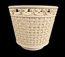 Vintage Emsa Plastik Blumen Übertopf - Korbgeflecht - 1970er - 13x15 cm