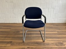 Drabert Besucherstuhl Freischwinger dunkelblau grau Armlehnen