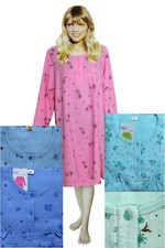 Damen Winter Thermo Nachthemd Voll Frottee Sleepshirt in Rosa, Blau & Grün DHN2 