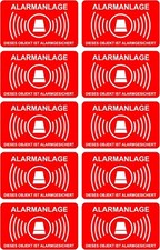 10 Stück Aufkleber Alarmanlage 5cmx3 cm alarmgesichert wetterfest & UV Schutz