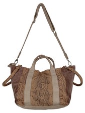 SCHUHTZENGEL Beuteltasche Damen Braun Leder Tierdruck Vintage Bohemian