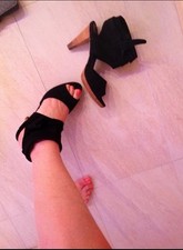 SPM Sandalen Sandaletten Stilettos  Gamaschen Gr 37 Echtleder Schwarz 