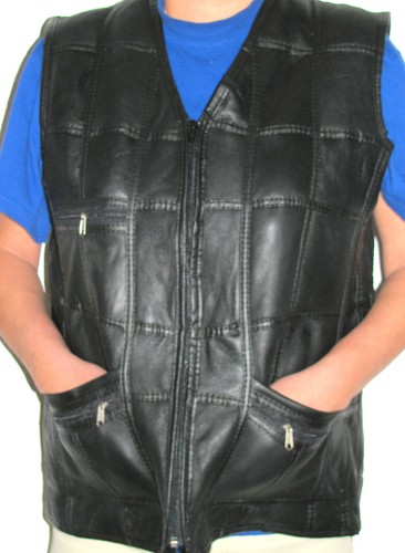 Leder weste mit fell - fell, gr.
