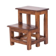 TRITTLEITER "STEP" | Recyclingholz, 46x37cm (HxB) | natürlicher Holzhocker      