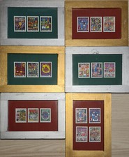 19 Hundertwasser Briefmarken im Holzrahmen