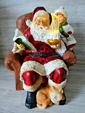 Schöne LED Deko Figur-- Nikolaus m. Kind & Katze-- Weihnachtsmann-- Nostalgie *