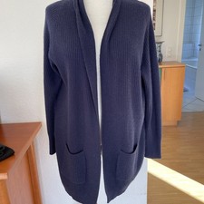 ALLUDE Designer Strick Jacke Mantel Überwurf 100% Kaschmir Gr.M Blau Lagenlook