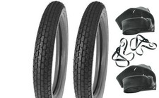 Reifensatz 2x 3,25-19 Riesa für AWO Touren BK350 mit Schlauch Oldtimerprofil