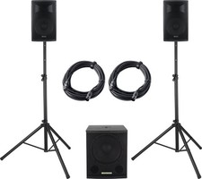 Aktive PA-Anlage mit 1x 15"-Subwoofer und 2x 10"-Hochtöner für Bands und DJs