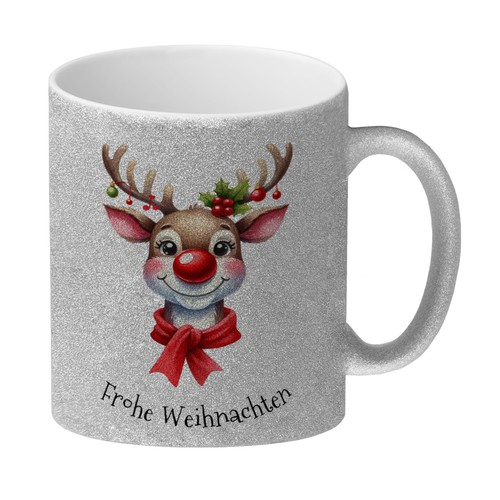 Rentier glitzer kaffeebecher - rentier, glitzer-kaffeebecher