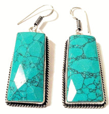 Türkis Edelstein Ohrring 925 Sterlingsilber Schöne Schmuck Geschenk