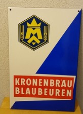 Emailschild Kronenbräu Blaubeuren Bier Reklame