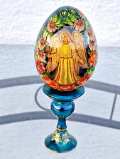Osterei aus Holz Ikonen-Ei Handgemacht Handbemalt Russische Kunst Malerei