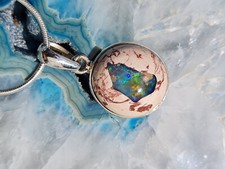 Geschenkset: Großer Mexikanischer Feueropal Anhänger plus Silberkette   (G62)