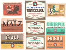 DDR 9 Bieretiketten Sachsenbräu Stadtbräu Turmbräu LEIPZIG  *L86e