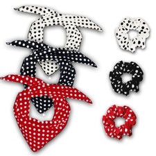 Polka Dots Halstuch Haargummi Punkte Scrunchie Kopftuch Bandana Tuch Retro 50er