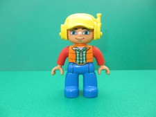 Lego Duplo Figur Arbeiter Bauarbeiter Baustelle Helm Funk Weste (230923M)