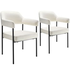 Armlehnstuhl Doé, gepolstert, Stahlbeine  Webstoff off-white/schwarz B-Ware