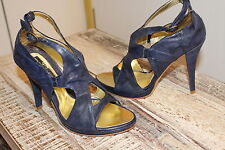 NEU FASHION 36 ITALY nacht blau echt Leder Stilettos High heels Pumps Tanzschuh