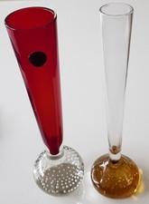 2 Kleine Vasen Glas Kugelfuß mit Luftblasen Solifleur Orchideenvase Vase❤❤❤