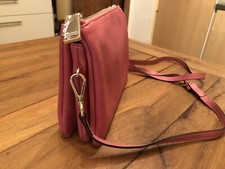 Hallhuber Leder-Umhängetasche 3 Fächer mit Reißverschluss rosa altrosa lachs NEU