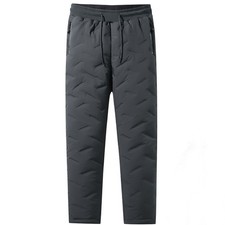 Dicke Thermo Hose Herren Winter gefüttert Freizeithose Warm Schwarz