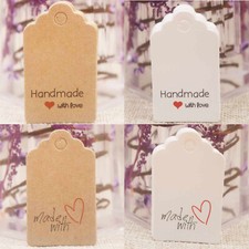 10 - 200 Preisschilder Etiketten Handmade with Love Handgemacht Weiß / Braun