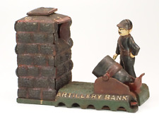 Antike mechanische Spardose ARTILLERY BANK Gusseisen mit Funktion Vintage; K118